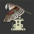 Eastern Grass Owl 3D Model Figure With Spread Wings And Detailed Stand