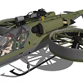 Military Helicopter With Twin Rotors Crew In Cockpit And Weapon System