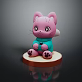 Adorable Decorative Furniture With Pink Cat Design Blue Outfit And Brown Beige Base
