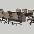Modern Conference Table Setup With Comfortable Chairs And Laptop On Top 3d model