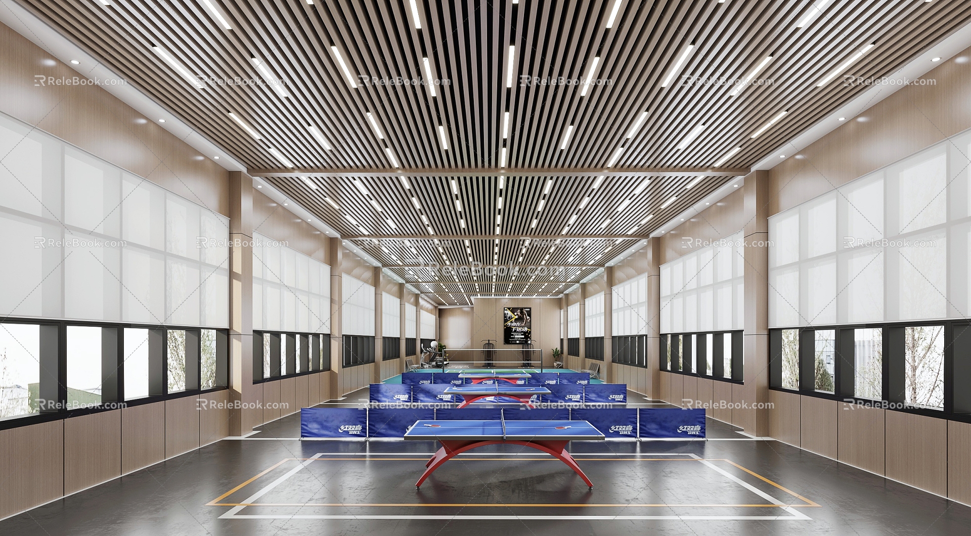 Modern Sports Hall Badminton Table Tennis Hall 3d model