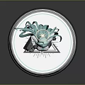 Anime Character With Teal Hair Angel Halo And School Uniform Standing On Emblem Base