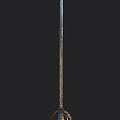 Long Sword With Slender Blade And Intricate Patterns On Black Background