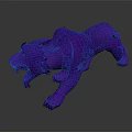 Purple Mythical Beast with Horns Sharp Fangs and Dynamic Muscular Aggressive Pose