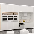 Modern Kitchen Interior With Built in Appliances White Cabinets And Marble Countertops