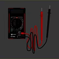 Digital Multimeter With Black Case And Red Probes For Electrical Testing 3d model