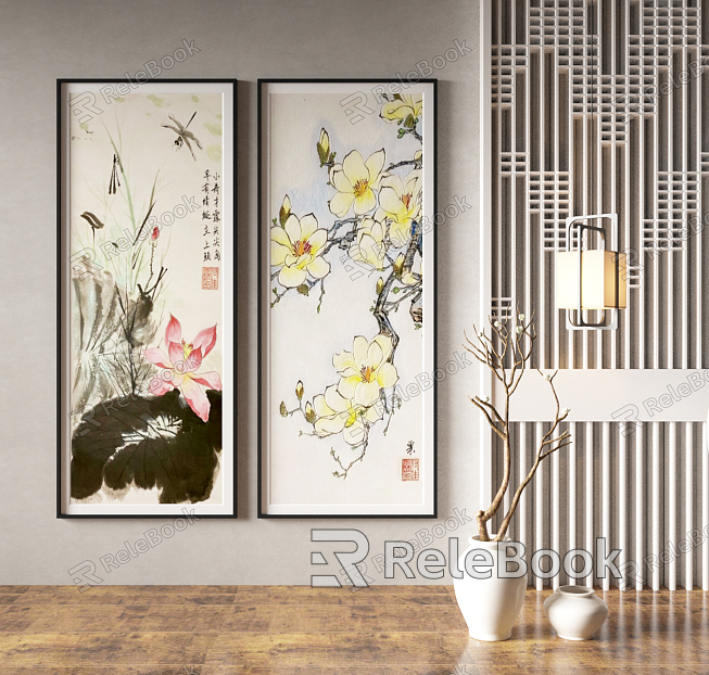 New Chinese Plant Painting Decorative Painting model