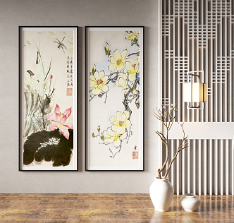 New Chinese Plant Painting Decorative Painting 3d model