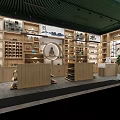 Tea Specialty Store Interior With Wooden Display Shelves Tea Sets And Decorative Plants