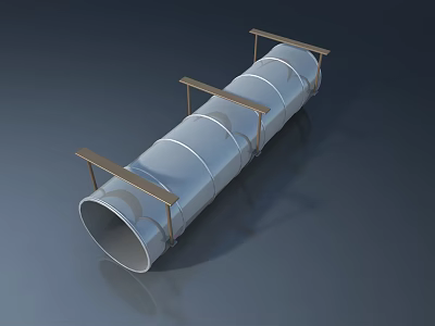 Modern Stainless Steel Cylindrical Kitchen Ventilation Appliance With Metal Brackets 3d model
