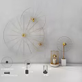 Modern Elegant Circular Gold Metal Frame Chandelier as Wall Decor in White Background