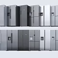 Various Styles of Refrigerators and Freezers With Silver Gray Colors and Modern Designs