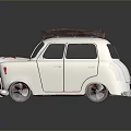 White Toy Car With Red And White Bow On Roof And Red Star On Front