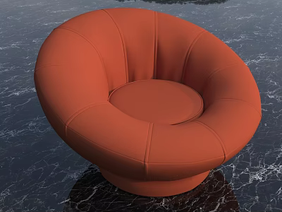 Orange Round Single Seater Sofa With Padded Leather Design For Modern Interior 3d model