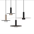 Modern Minimalist Pendant Lights With Circular Shades And Metal Rods