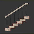 Elegant Staircase With Red Carpet Covered Steps And White Stone Railings 3d model