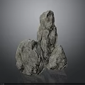 Three Gray Stones With Rough Surface And Natural Texture On Reflective Background