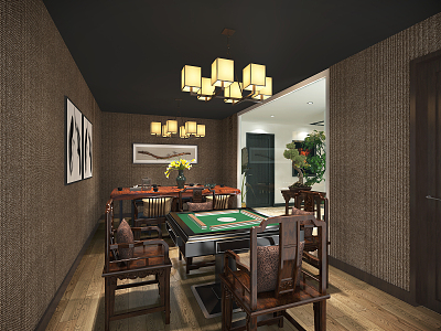 New Chinese-style Entertainment Room Living Room Tea Room Chess and Card Room model