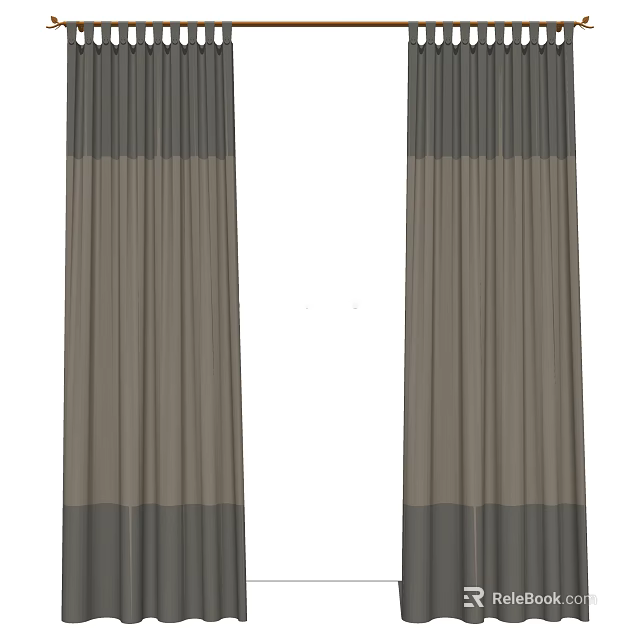 Gray Two Tone Fabric Curtains For Modern Home Window Decoration 3d model 