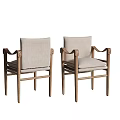 Light Gray Fabric Dining Chairs With Wooden Frame Armrests And Minimalist Design