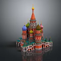Historic Colorful Onion Dome Architecture With Golden Spire Red Walls And Green Roofs