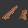 Two Building Roof Tile Structures With Wooden Texture And Long Short Shapes