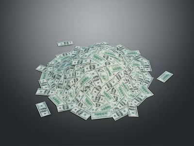 Large Pile of US Dollar Bills as Essential Daily Household Items 3d model