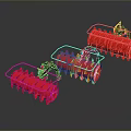 Red Rotary Tiller Blades With Metal Frames Three Units Agricultural Machinery
