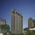 Modern High-rise Residential Building Exterior Design With Surrounding Trees Blue Sky And Large Windows