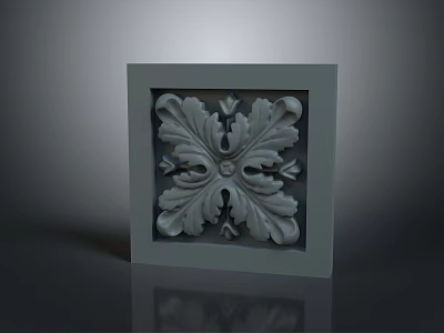 Decorative Square Household Item With Intricate Leaf Carved Pattern Design 3d model