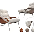 Modern Leisure Chair with Brown Armrests Light Cushion Silver Metal Frame and Color Options