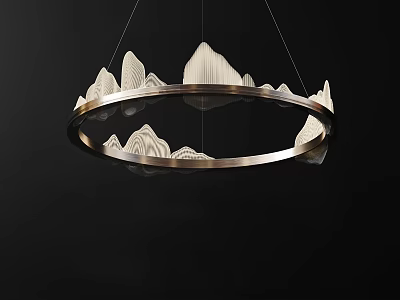Modern Circular Chandelier With Mountain Inspired Decor And Metal Frame Design 3d model