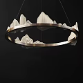Modern Circular Chandelier With Mountain Inspired Decor And Metal Frame Design