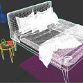 People Relaxing In Modern Bedroom With Bed Nightstand Rug And Pendant Light