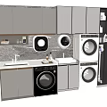 Modern Bathroom Cabinet With Washing Machine Dryer Sink And Mirror Storage