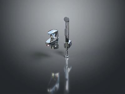 Modern Chrome Bathroom Faucet And Handheld Shower With Polished Metal Finish 3d model