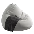 Gray Cozy Bean Bag Chair With Plaid Cloth And Soft Fabric Design
