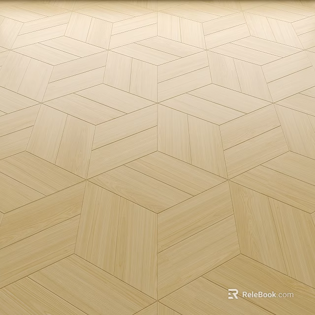 Light Tone Wooden Flooring With Geometric Pattern 3d model