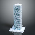 Modern Tall Building Exterior Design With Glass Curtain Wall And Grid Structure