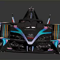 Futuristic Modern Race Car With Streamlined Body Iridescent Finish Large Wheels And Open Top