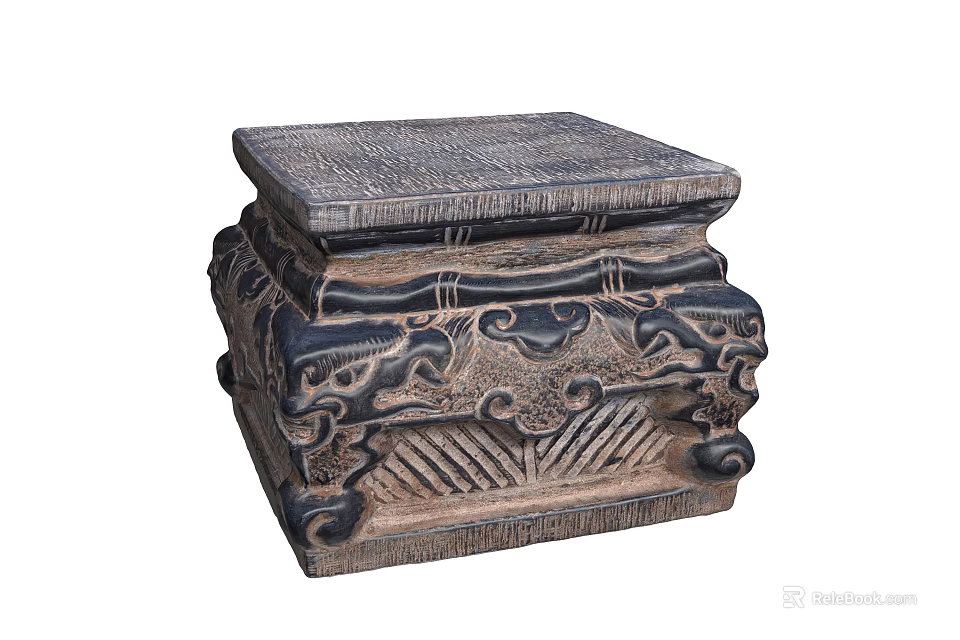Traditional Carved Stone Sculpture With Intricate Patterns And Classical Design 3d model 