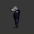 Cartoon Wolf Game Movie Character in Purple Suit With Tie And Sunglasses Arms Outstretched On Gray Background