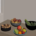 Assorted Bowls of Fruits Nuts and Vegetables on Wooden Table
