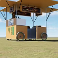 Ground Stack Mobile Food Cart With Canopy Wheels Signboard And Displayed Food Drinks