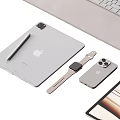 Modern Home Office Electronic Devices Setup With Monitors Tablet Headphones And Accessories