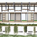 Modern Pergola Design with Wooden Structure Climbing Plants and Seating Areas