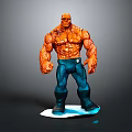 Muscular Orange Skinned Character With Blue Pants And Boots Standing On White Base