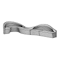 Modern Curved Irregular Shaped Sofa With Wave Like Design And Beige Upholstery