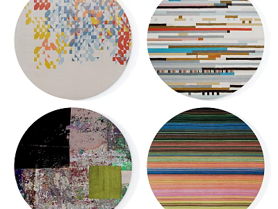 Colorful Round Rugs With Abstract Patterns And Striped Designs For Modern Decor 3d model
