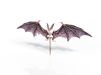 Mythical Dragon Figurine With Large Detailed Wings White Body And Purple Membranes 3d model